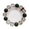 [Brisa Nocturna de Temporada] Pulsera Doble Natural de Cristal Blanco para Mujer Más Fácil de Combinar Pulsera de Lepidolita Verde Obsidiana Plateada Lote