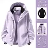 Chaqueta tipo concha de sistema de montaña tres en uno para hombres y mujeres, otoño e invierno, forro polar, cálida, repelente al agua, cortavientos, transpirable, ropa para montañismo y senderismo al aire libre
