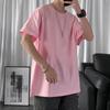 Camiseta Masculina de Manga Curta, Tendência de Verão Solta Casual Básica, Versátil de Cor Sólida Manga Três Quartos, Tecido de Seda de Leite