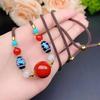 Colar de Ágata Vermelha Shake Voice Same Acacia Bean Transfer Beads Cinnabar Clavícula Corrente Rede Red Gold Line Cat's Eye Live Supply