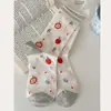 Meias de Cano Médio Estampadas de Cachorrinho Desenho Animado Fofo Primavera Verão Crianças Divertidas Estrelas Maçãs Malha Respirável Algodão Estilo Fino ins Meias Soltas Empilhadas