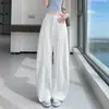 Pantalones Blancos de Cintura Alta, Corte Ajustado, Estilo Globo, Pierna Ancha para Mujer, Nuevo Estilo Otoño, Ligeros, Transpirables, Caída Suave, Pantalones Casuales