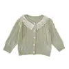 Jaqueta de Bebê Estilo Primavera/Verão Doce Camisa com Ar Condicionado Proteção Solar Camisa com Ar Condicionado Manga Longa Tricô Vazado Gola Cardigã Top