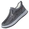 Sapatos de Algodão Processados e Personalizados de Tamanho Grande para Homens, Sapatos Casuais de Couro Quentes e Aveludados Espessos, Sapatos de Pano de Pequim Antiderrapantes para Meia-Idade e Idosos