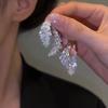 Pendientes de Plata con Aguja de Plata y Zirconia con Forma de Hoja y Espiga de Trigo Estilo Coreano Lujo Ligero Moda Pendientes de Botón de Alta Gama con Sentido de Diseño Pendientes de Nicho