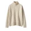 Suéter de Cashmere Espesso com Gola Meia-Alta para Mulheres, Outono e Inverno Cor Sólida Solto Preguiçoso Trançado Suéter para Mulheres Camada Base
