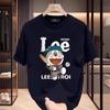 Camiseta de Manga Corta Pesada Transfronteriza para Hombre de 180 g, Verano Estampada Holgada de Moda Versátil Cuello Redondo Superior, Elegante