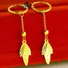 Tienda de Oro Mismo Estilo Pendientes de Hoja de Oro Arena, Pendientes de Una Hoja Traen Riqueza, Pendientes Chapados en Oro de Cobre, Joyería Retro de Imitación de Oro