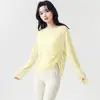Cubierta larga para mujer, holgada, con protección solar, manga larga, cordones laterales, ligera y transpirable, adecuada para fitness, correr y como top de yoga liso