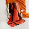 Bufanda Clásica de Cuadros Imitación Cachemir para Mujer en Otoño e Invierno, Bufanda de Cuadros Cálida Unisex para Pareja Dopamina