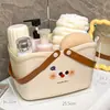 Linda cesta de baño portátil de gran capacidad, cesta de plástico hueca portátil para baño, lavabo, cuidado de la piel, almacenamiento