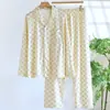 Pijama Estilo Novo 2026, Algodão Puro Primavera e Outono, Pode Ser Usado Fora, Cardigan Oversized de Manga Longa de Alta Qualidade, Conjunto 100% Algodão
