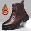 Nuevos Zapatos de Algodón de Caña Alta para Hombre Otoño e Invierno 2025 con Forro de Felpa para Calidez, Botas Martin Retro de Trabajo para Hombre, Zapatos de Suela Gruesa para Hombre 2361