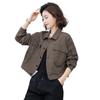 Chamarra de Mezclilla Corta Borgoña para Mujer Primavera 2024 Tendencia para Mujer Estilo Coreano Suelta Bf Casual Rojo Top de Trabajo
