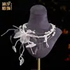 Cadena para la clavícula con borla de flor estilo hada del bosque, cadena de temperamento dulce para novia, collar de estilo de vestido de novia de alta gama