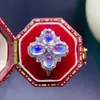Anillo de Luna Azul Arcoíris Natural Estilo Japonés y Coreano Moda de Lujo Ligero Tendencia Anillo para Mujer Piedra de Luna s92 Piedra de Mayo Apertura