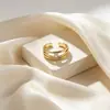 Suministro Exclusivo Transfronterizo de Anillo Abierto Chapado en Oro de 14K, Anillo de Zirconia en Forma de Corazón, Anillo Sencillo y Lujoso para Mujer, En Stock