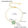 Omacar Juego de Collar y Pulsera con Colgante de Flor de Cinco Hojas Cuadrada de Zircón con Garras Talladas, Acero Inoxidable, Piedra de Cristal Natural