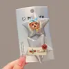 Accesorios para el Cabello Estilo Coreano para Niños Pinza de Corazón de Plata Dulce y Brillante Pinza Lateral para Bebé con Moño de Gasa