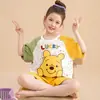Pijama de verano para niña, fino, de algodón para niños, traje de manga corta y shorts, ropa de casa linda de dibujos animados para niñas