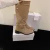 Botas de ciclismo retro de estilo coreano para mujer, de punta cuadrada, tacón grueso y caña alta, nuevo estilo otoño e invierno 2026, botas altas hasta la rodilla adelgazantes