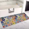 Tapete de Chão de Terra de Diatomáceas com Azulejo Floral Estilo Americano Tapete de Chão de Cozinha Conjunto de Duas Peças Resistente ao Desgaste Antiderrapante Tapete para Pés Doméstico Absorvente de Água Secagem Rápida