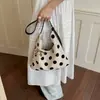 Bolsa Grande de Bolinhas Feminina 2026 Nova Versátil de Ombro Único para Axila Bolsa Tote de Lona Simples Casual de Verão