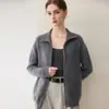 Cárdigan de Cashmere para Mujer con Punto de Cable de Diamante Cuello Alto Manga Larga Holgado Casual Versátil Otoño Invierno Color Sólido Cremallera Ropa Exterior