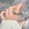 Anillo de Malla Tejida Dorado de Celebridad de Internet de Moda Anillo para Dedo Índice de Chica Estilo Frío Retro Lujo Ligero Accesorios