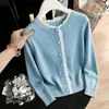 Novedad Otoño/Invierno 2026 Suéter de Punto con Cuello Redondo para Mujer Borde con Volantes Estilo Francés de Otoño