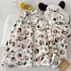 Pijama de Invierno, Franela, Engrosado, Largo, Dulce, Cálido, Lindo Moño, Se Puede Usar Afuera, Ropa para el Hogar