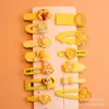 Conjunto Fofo de Presilhas de Cabelo Infantis Desenho Animado, Presilhas de Cabelo com Formato de Flores e Animais Meninas, Acessórios de Cabelo para Estudantes Atacado
