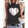 2022 Verão Europeu e Americano Transfronteiriço Novo Colete Feminino Sem Mangas baseballmom Camiseta com Estampa de Letras de Baseball