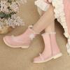 Botas de Princesa para Meninas Outono e Inverno, Botas de Cano Médio Antiderrapantes com Solado Grosso para Crianças Maiores, Botas de Cano Médio Infantis de Cor Sólida Novo Estilo com Solado de Borracha
