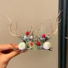 Chifres de Rena de Natal Transfronteiriços Decoração de Árvore Pequena Presilha de Cabelo de Natal Pelúcia Fofa Adereço de Cabeça para Festa de Feriado Acessórios de Cabelo para Meninas