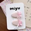 Pinza para el pelo con flequillo para niños, tela rosa dulce estilo coreano para primavera, pasador lateral de lunares para niña, pinza para el pelo floral