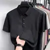 Camiseta de Manga Corta para Hombre 2026 Verano Nuevo Estilo Estilo Papá Cuello Campana Delgado Casual Seda Helada Camisa Polo Top de Media Manga