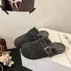 Sandalias de lana tipo slip-on con suela gruesa para mujer, nueva colección otoño/invierno 2026, estilo slip-on, adecuadas para usar al aire libre, suela gruesa, gris, fieltro, estilo Birkenstock