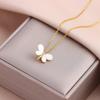 Novo Estilo Elegante Luxo Leve Banhado a Ouro 18K Pingente de Micro Zircônia Colar de Aço Titânio Moda Versátil Sentido de Alto Padrão Corrente para Clavícula