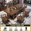 Mesa de chá grande de madeira maciça e combinação de cadeiras uma mesa e cinco cadeiras mesa de chá estilo chinês novo mesa de chá de escritório para casa integrada