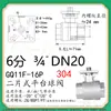 Válvula de esfera roscada de duas peças em aço inoxidável 304 q11f-16 plataforma alta rosca interna WOG alta temperatura robusta 2PC