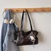 Bolso Retro de Cuero con Cera de Aceite para Mujer Gran Capacidad 2025 Nuevo Otoño e Invierno Casual Nicho Bolso de Hombro Único Bolso de Axila Bolso de Viaje