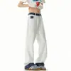 Pantalones Casuales Rectos Adelgazantes Sueltos Nuevos Primavera/Verano 2026 Blancos para Personas Bajas de Cintura Alta Micro Acampanados