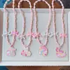 Acessórios Infantis Meninas Desenho Animado Princesa Conjunto de Colar e Pulseira com Contas Colar com Pingente de Menina Acessórios de Joias para Bebê