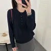 Suéter de punto calado estilo coreano con cuello polo para mujer, nuevo modelo primavera y otoño 2026, corte holgado, adelgazante, versátil, top de manga larga