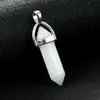 Collar de cristal con colgante de piedra natural europeo y americano al por mayor Amazon wish ágata columna hexagonal bala joyería de comercio exterior