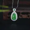 Pendente Ruyi Jadeíta Birmanesa Natural Grau A Verde Yang Moda Feminina Cabelo Diversidade Um 9118