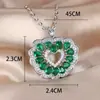 Colar SHENI Transfronteiriço AliExpress Gotas d'Água Esmeralda Zircônio Microincrustado Diamante Branco Coração de Amor Vazado