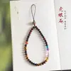 Cordão para Celular Pedra Olho de Tigre Corrente para Pendurar Corda Curta Anti-queda para Pulso Pingente de Corrente para Celular Feminino Amarelo Cinábrio