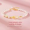 Pulseira de pérolas Koi de prata esterlina S925, pulseira feminina de nicho Guofeng Onshore Hetian Jade, presente de aniversário para namorada